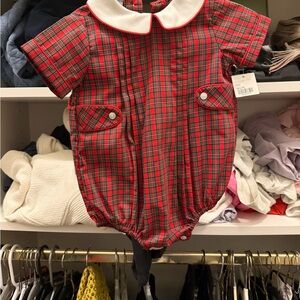 Petit bébé Red and Green Plaid Kids Bodysuit